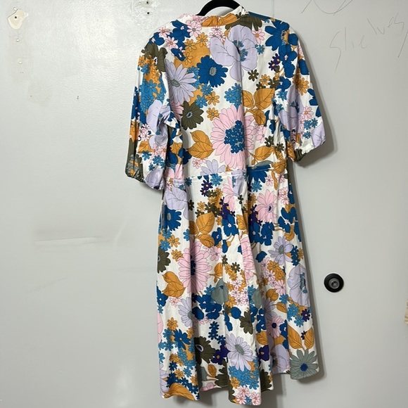 Floral Midi Dress in Blue and Orange - Picture 7 of 8